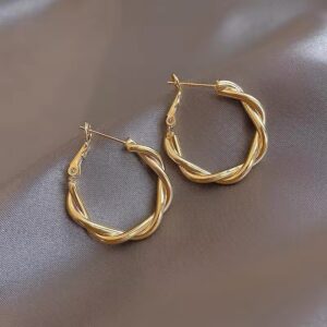 Luxe Twisted Gold Hoop Earrings - Image 9