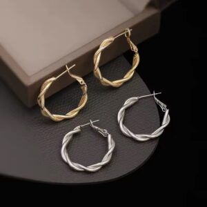 Luxe Twisted Gold Hoop Earrings - Image 6