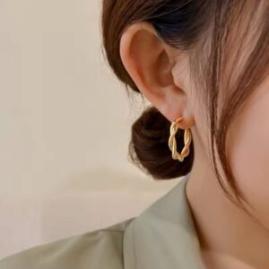 Luxe Twisted Gold Hoop Earrings - Image 2