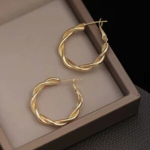 Luxe Twisted Gold Hoop Earrings - Image 5