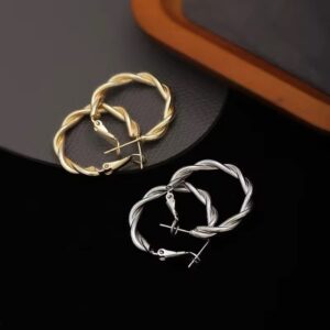 Luxe Twisted Gold Hoop Earrings - Image 7