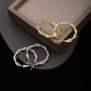 Luxe Twisted Gold Hoop Earrings - Image 4