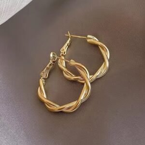 Luxe Twisted Gold Hoop Earrings - Image 3