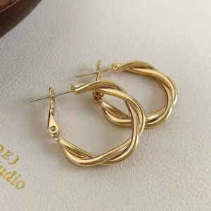 Luxe Twisted Gold Hoop Earrings - Image 8