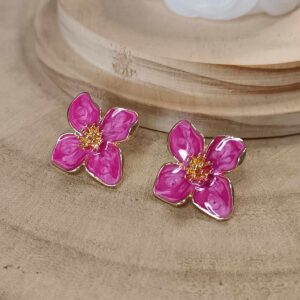 Hea Pink Petal Blossom Stud Earrings - Image 2
